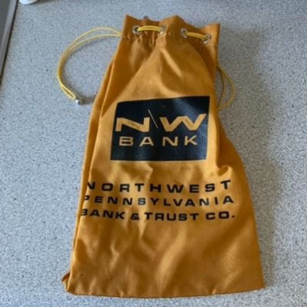 Northwest Pennsylvania Bank & Trust Co. Gold Drawstring Coin Bag